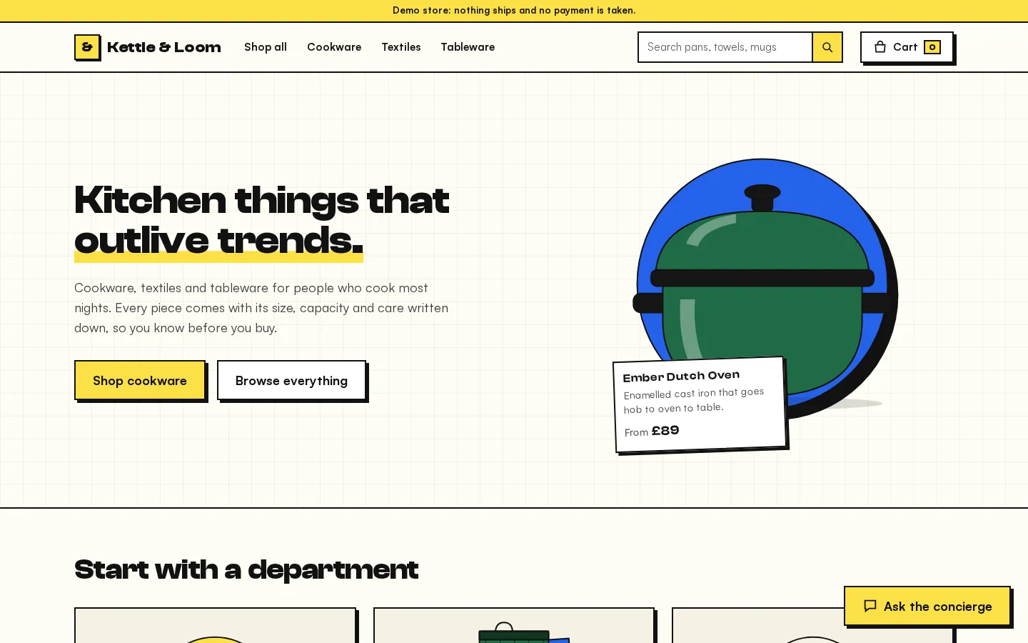 The Shopfront Concierge home page at desktop width